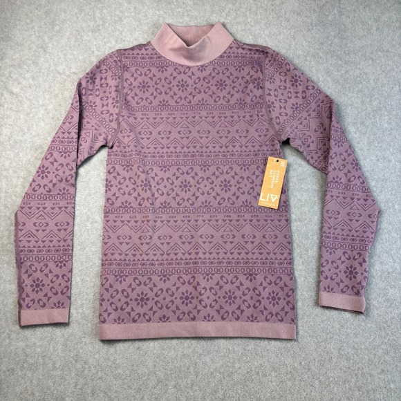 LIV Outdoor Womens Top Large Purple Mock Neck Long Sleeve Activewear Shirt - Picture 1 of 8